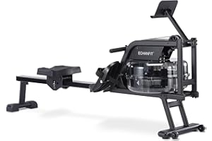 ECHANFIT Water Rowing Machine - Magnetic Rower with Monitor, Device Holder, Adjustable 6 Level Water Resistance and 32 Mechanical Resistance,Easy Storage Rowing Machines for Home use