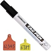 Ear Tag Marking Pen, Black Ink, Long-Lasting Fade-Resistant Ear Tag Marker | Tag Pen for Farm Ranch Cattle Cow Sheep Goat, with Special Ink Penetrates into TPU Livestock Ear Tags, Unfaded Marking