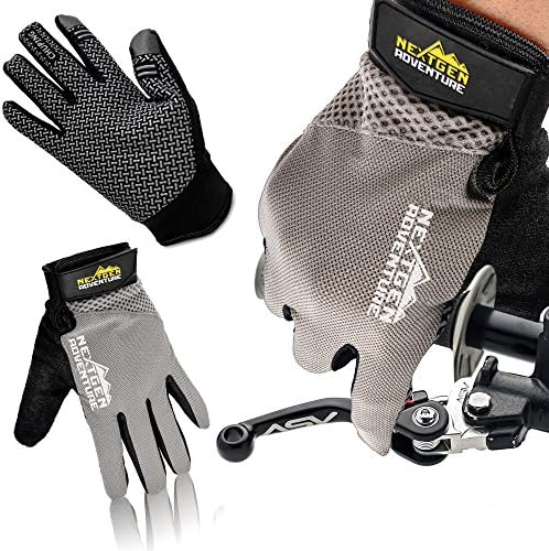 Mountain Bike Touchscreen Cycling Gloves - Full Finger Mtn Biking Glove, Breathable with Screen Wiping Pad, iPhone or Android Touchscreeen Capable, Bike Riding Training Gloves for Men Women (Small)