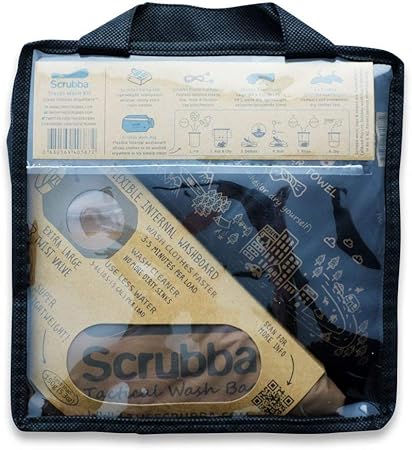 Scrubba Tactical Washing Bag Kit Portable Clothes Washer System For Outdoors And Travel Washing Light And Small Eco Friendly Camping Essential Amazon Co Uk Kitchen Home