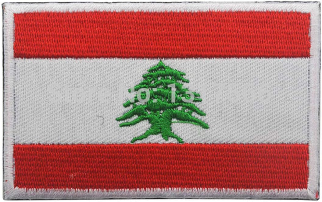 GreatPlus Lebanon Flag Patch Embroidered Military Tactical Morale Patches Applique Fastener Hook and Loop(Lebanon)