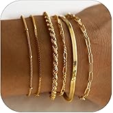 Gold Bracelets for Women 14k Gold Chain Bracelets Stack Dainty Gold Jewelry Sets for Women Trendy Stackable Paperclip Chain Bracelet Trendy Jewelry Gifts