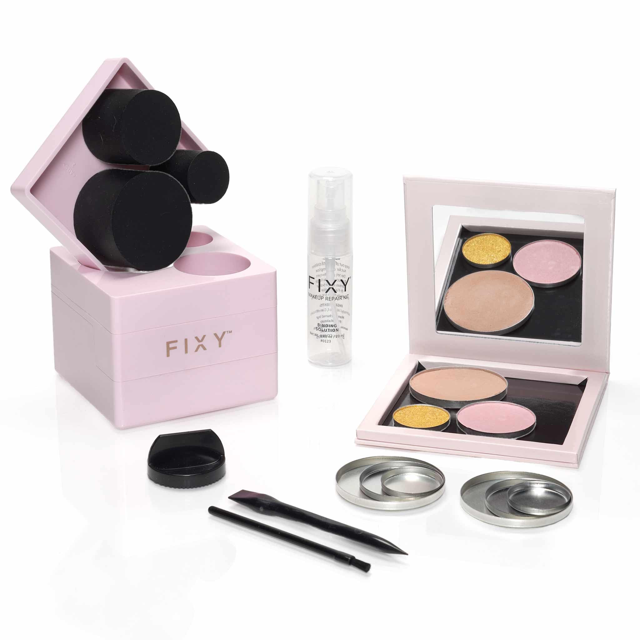 FIXY Makeup Repair Kit - Repressing tool for Eyeshadows, Blush & Highlighter or Depot | Organize Makeup Round Pans in Makeup Palette with Mirror | Makeup Artist Must Haves