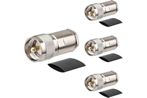 MOOKEERF 4 Pack PL259 Coax Connectors 50 Ohm PL-259 UHF Male Clamp Connector for LMR400 KMR400 RG8 RG8U RG213 Coaxial Cable