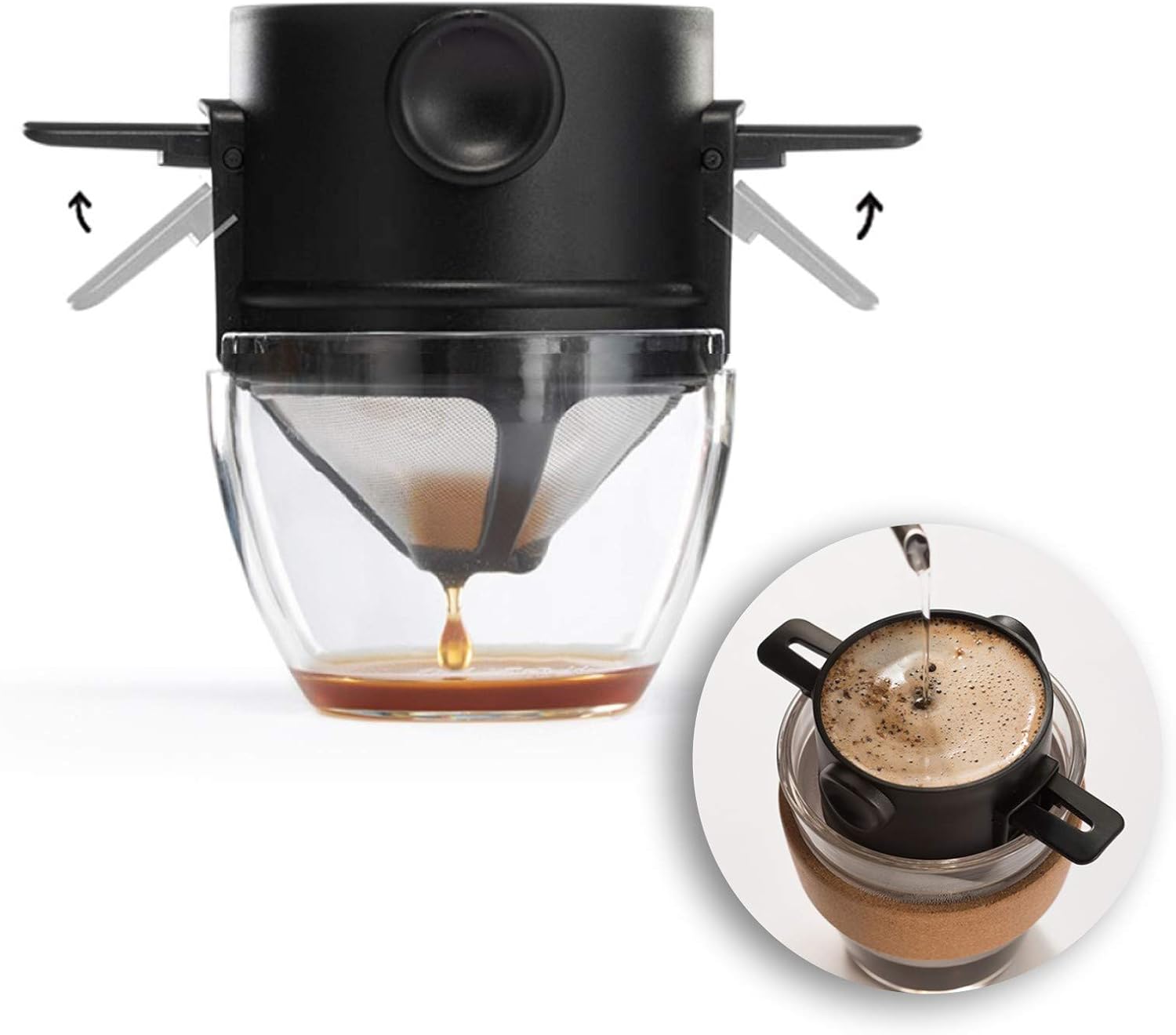 Pour Over Coffee Maker,Reusable Paperless Foldable Coffee Filter,Portable Stainless Steel Coffee Filter,Hand Made Coffee Dripper,Pour Over Coffee Filters,Mesh Drip Coffee Tea Holder,Gift