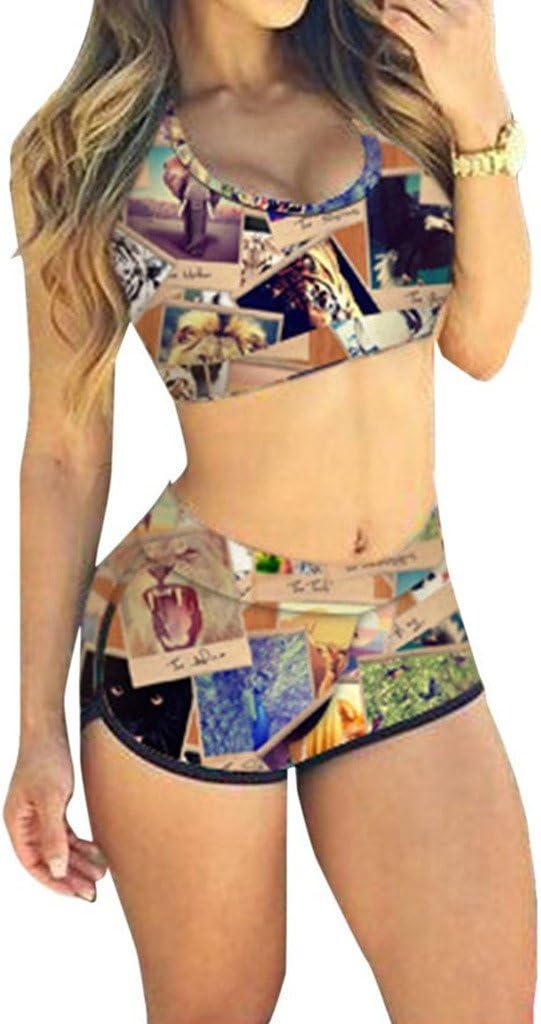 bikini Sexy Women's Colorful Sporty Bathing Suit Boyleg Shorts Swimwear Swimsuit Charming