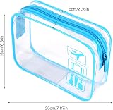 BEHAHAI Clear Toiletry Bag Transparent TSA Approved Blue Makeup Travel Organizer view 4