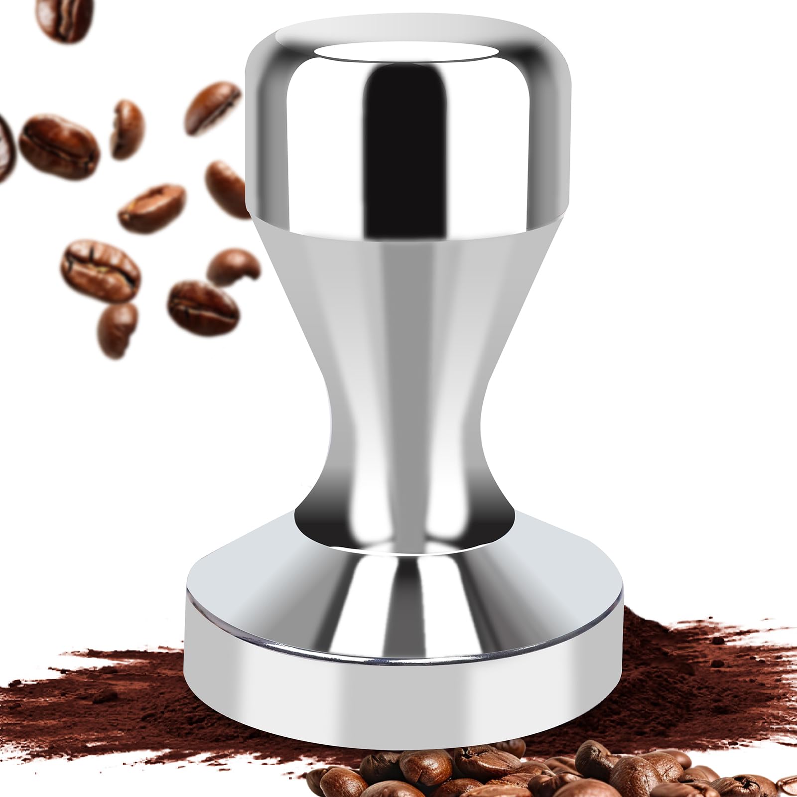 Photo 1 of Huogary Stainless steel Coffee Tamper, 51mm Espresso Tamper, 51mm Tamper with Stainless Steel Handle, Coffee Powder Espresso Accessories (Silver) (Silver)