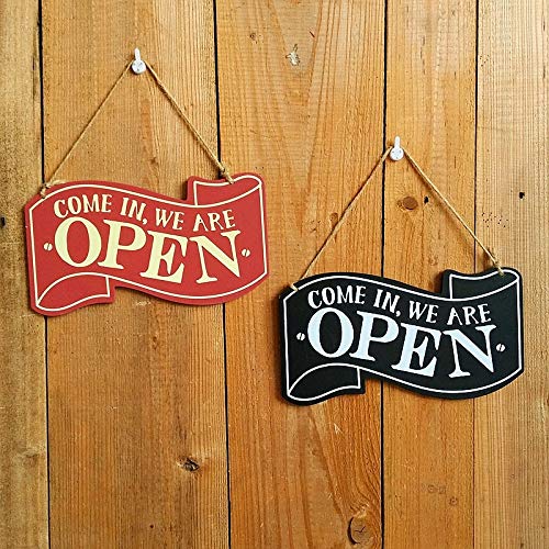 ZHU YU CHUN Double-Sided Open/Closed Sign Hanging Board, Wooden Open Close Sign with Rope for Hanging (Pink) - Thumbnail 2