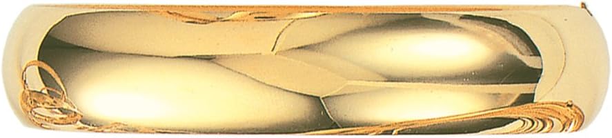 14K 7" Yellow Gold 13.5mm Plain Shiny Round Dome Classic Bangle