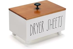 Eniffbaa Dryer Sheet Box with Lid, Dryer Sheet Holder Dispenser Container Laundry Room Decor Box for Laundry Room Organization Storage Dryer Sheets, Fabric Sheet, Dryer Balls Good Gift