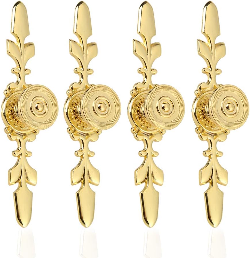 Set of 4 Vintage Style Pull Handle Door Knobs Back Plate for Home Furniture Drawers Cabinets Wardrobes Cupboard Cabinet with Screw Gold