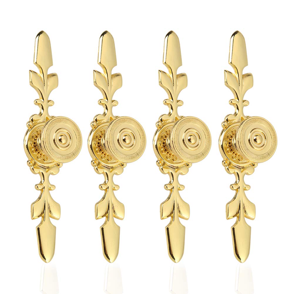 Set of 4 Vintage Style Pull Handle Door Knobs Back Plate for Home Furniture Drawers Cabinets Wardrobes Cupboard Cabinet with Screw Gold