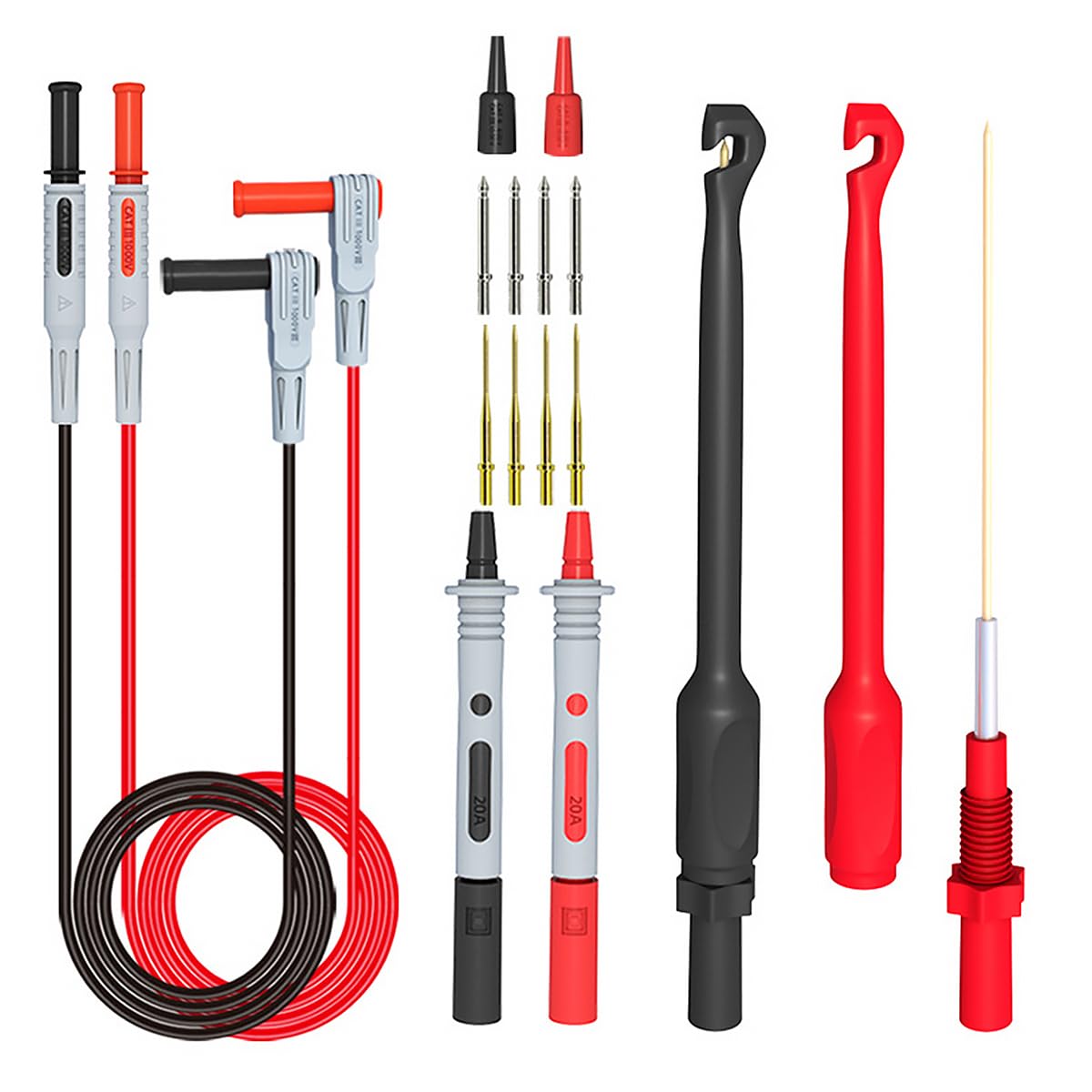 POFET Multimeter Test Leads Kit 4mm Banana Plug to Test Hook Clips Wire Replaceable Precision Sharp Probes Set for Multimeter Electrical Testing