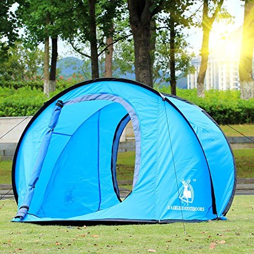 Gazelle Outdoors Large Pop Up Backpacking Camping Hiking Tent Automatic Instant Setup Easy Fold back - Blue