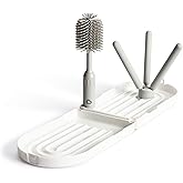 Munchkin Travel Baby Bottle Drying Rack with Silicone Bottle Brush - Compact and Foldable, Fits Easily in Diaper Bags for On-