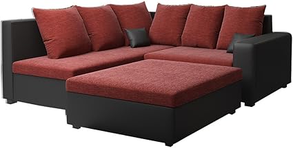 Mirjan24 Ecksofa Monari Couch mit Polsterhocker Wohnzimmer Kollektion
