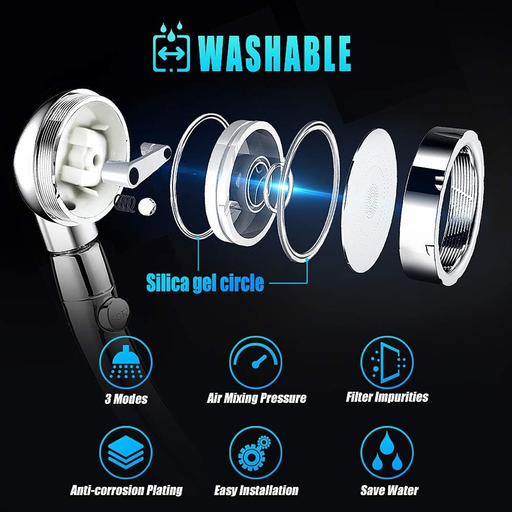 AOI Shower Head with ON/Off Pause Switch high Pressure Water Saving ...