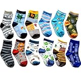Baby Boy Non-Skid Cozy Soft Cotton Socks Value Pack, Bootie Socks 12-Pack Multi 0-3 years