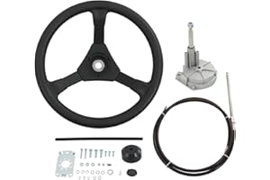 CARMOCAR Boat Steering Rotary System Boat Kit with 14 Feet Cable,13.5 Inch steering wheel,3/4" Tapered Shaft for Waterborne Vehicles