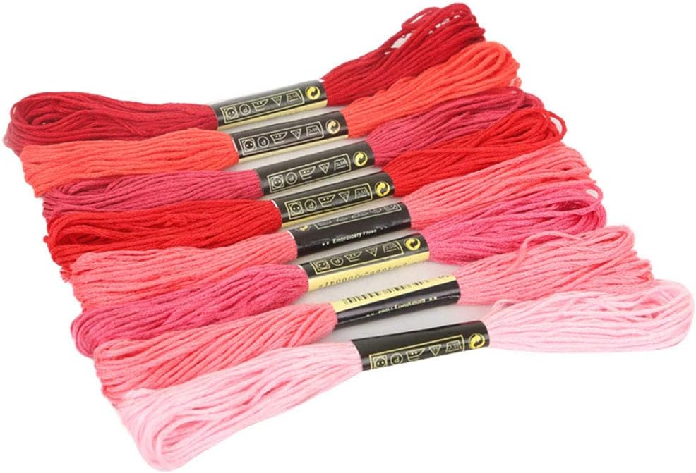 yingyue Cross Stitch Thread, 8 Pcs Cotton Embroidery Thread Floss, DIY Handcraft Sewing Strand Red