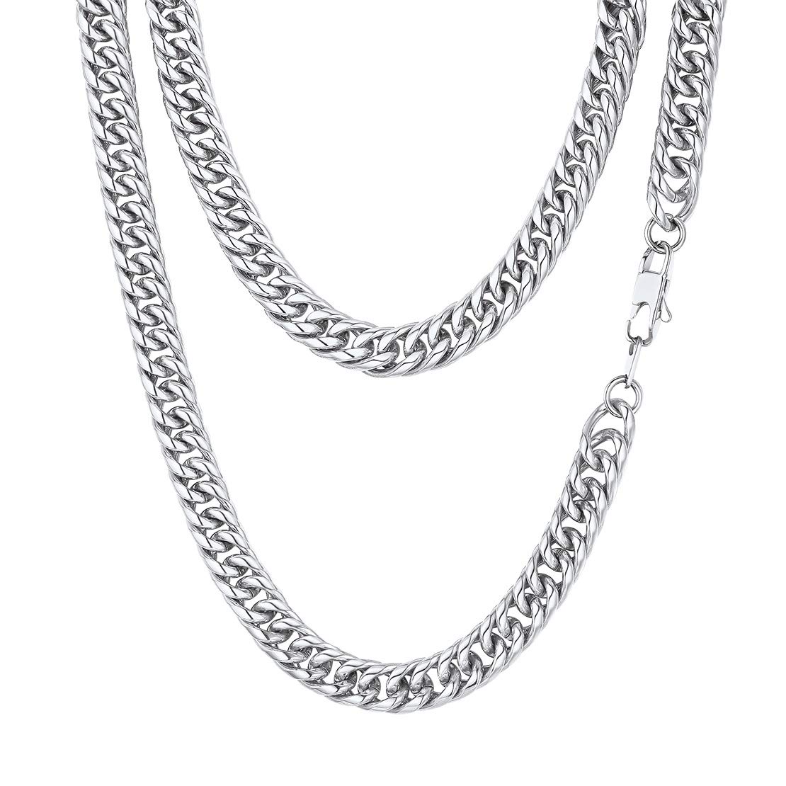 FindChic Cuban Chain for Men, Men's Necklace 9mm, 28" Length, Stainless Steel Curb Chians, Sturdy Silver Necklaces Jewellery for Friend