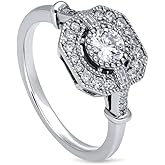 BERRICLE Sterling Silver Art Deco Rings for Women, Cubic Zirconia CZ Ring
