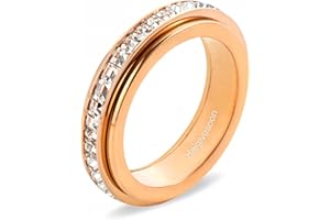 Haigivesoon Anxiety Ring,Fidget Ring Spinner Ring Fidget Rings for Anxiety with Rose Gold Plated and Rhinestone,Stress Relief Gifts for Women Men