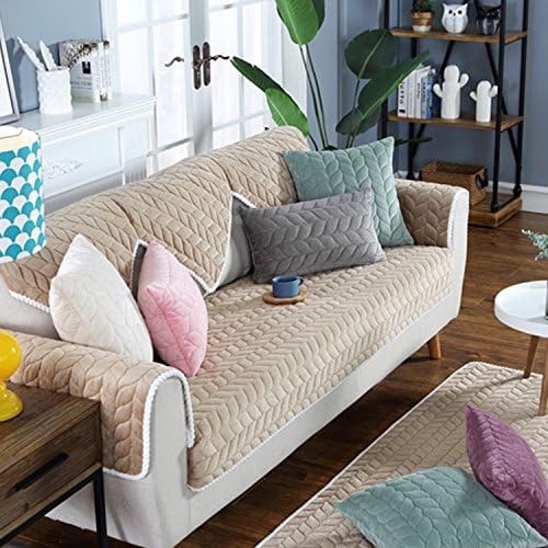 YoOnesie Reversible Quilted Couch Slipcover Furniture Protector,Sofa furniture Protector for Pet Dog Sofa cover all season Sectional Sofa Throw Cover Coffee 110x90