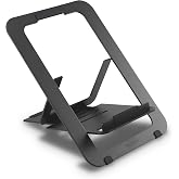 Kensington Adjustable Aluminum Laptop Stand for Desk, Ultra-Slim Lightweight Foldable Portable Notebook Holder, Anti-Slip Silicone Tablet Mount for 10"-17" Laptops and Tablets, Black K50428WW
