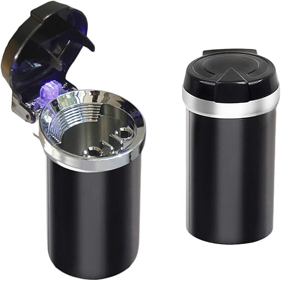 Gwolf Car Ashtray with Lids and LED Light, Portable Ashtrays for