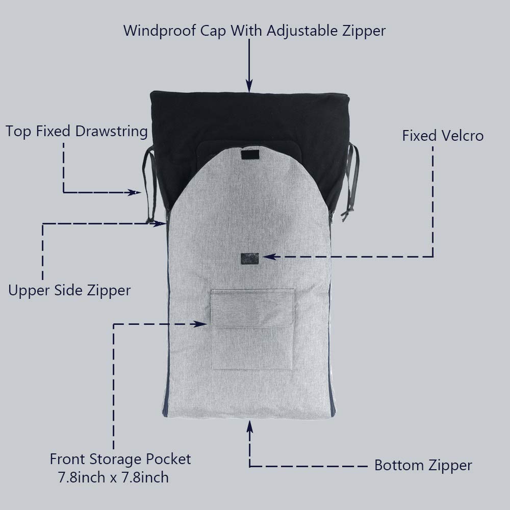 JFBABY Universal Outdoor Stroller Sleeping Bag, Stroller Bunting Bag Cold Weather, Universal 3 in 1 Stroller Annex Mat, Toddler Footmuff Detachable (Grey) : Baby