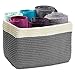 mDesign Knit Closet Storage Organizer Bin for Clothing, Socks, Linens, Towels - Small, Gray/Ivory