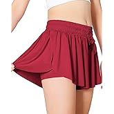 Girls Butterfly Shorts Kids Flowy Short 2-in-1 Girl's Skirts Athletic Skorts with Pocket