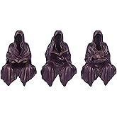 Purple Robe Grim Reaper Seated Reader Three-Piece Set, Purple Home Decor, Gothic Grim Reaper Sculpture, Suitable for Office P