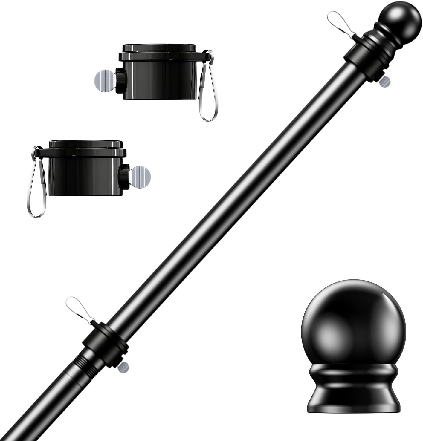 Flagpole Hardware - YEAHOME 5 FT Flag Pole, Tangle Free Spinning Stainless Steel Flagpole, Suitable for 3x5 Heavy Garden Flag 1