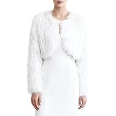 Amazhiyu Women's Faux Fur Cropped Coat Pockets Long Sleeve Open Front Winter Jacket