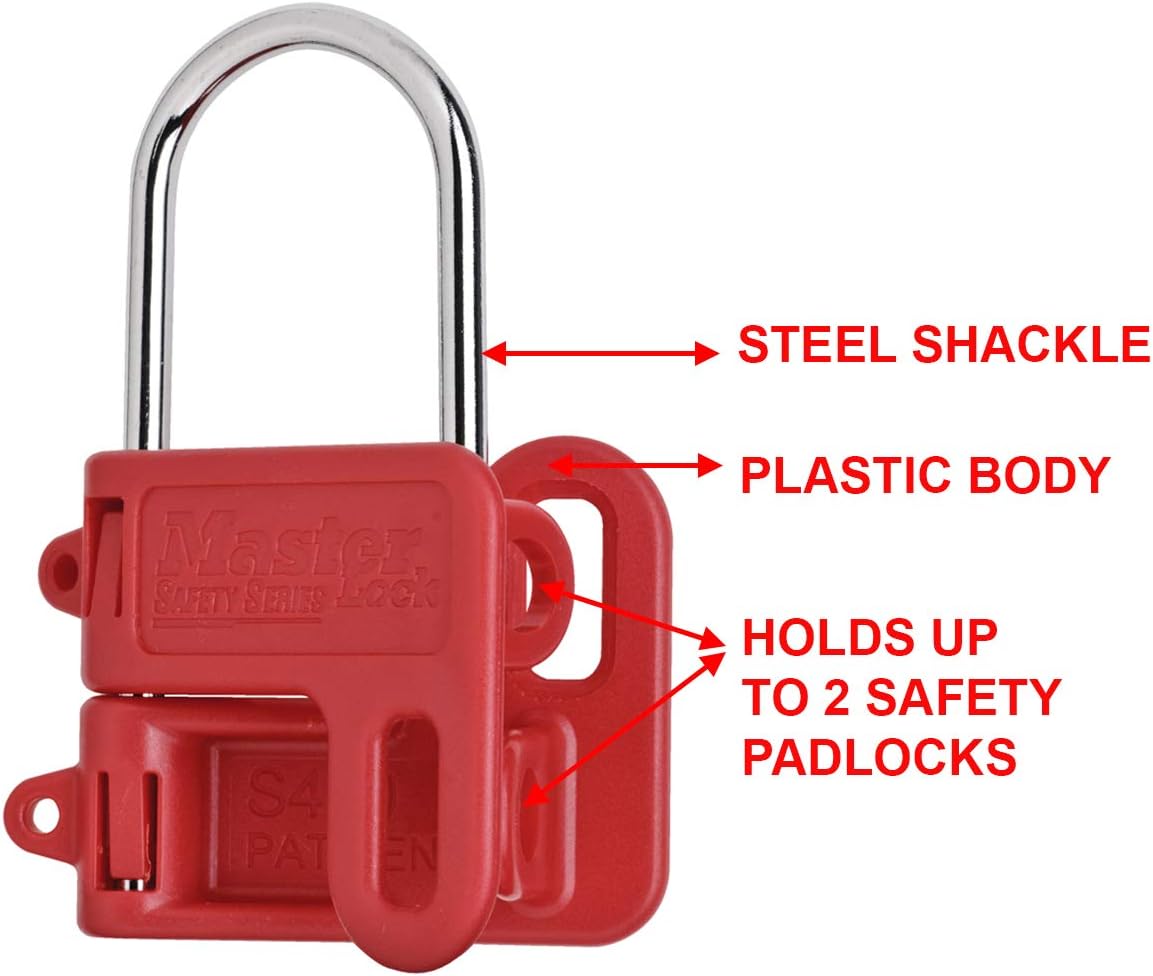 Master Lock S430 Lockout Hasp for 2 Safety Padlocks, Red, 7.6 cm x 5.6 cm x .8 cm - Image 5