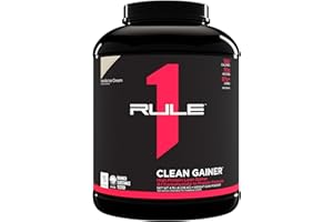 RULE 1 PROTEINS Rule One Proteins, R1 Clean Gainer - High-Protein Lean Gain Formula with 560 Calories, 30g of Full-Spectrum Protein, Over 90g Carbs, Under 6g of Fat (15 Servings, Vanilla Crème)