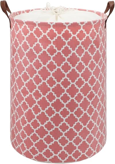 Maxsilan 80L X-Large Laundry Basket with Drawstring Pink 16x24in Collapsible