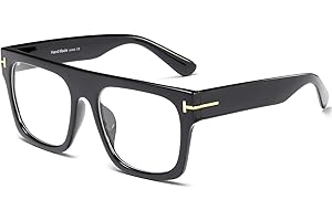 Allt Unisex Oversized Square Optical Eyewear Non-prescription Eyeglasses Flat Top Clear Lens Glasses Frames (Black), Large, B