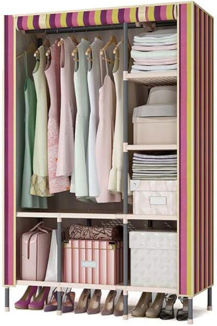 Hmeigui Armoires Organisateur De Rangement Pour Armoire Portable Oxford Lavable Armoire De Rangement Penderie Chambre A Coucher Avec Armoire Store Enrouleur Fermeture A Glissiere Red 66x44inch Amazon Fr Cuisine Maison