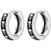 ChainsProMax Hoop Earrings for Men, Chain/Norse Viking/Skull Men's Earrings Cuban Link Hypoallergenic Vintage Huggie Mens Earrings Hoops, Stainless Steel/Gold Plated/Black-with Gift Box
