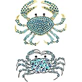 NOIAFZY 1pcs Shimmering Rhinestone Crab Brooch, Dazzling Sea Creature Accessory for Parties, Casual Wear and Gifting