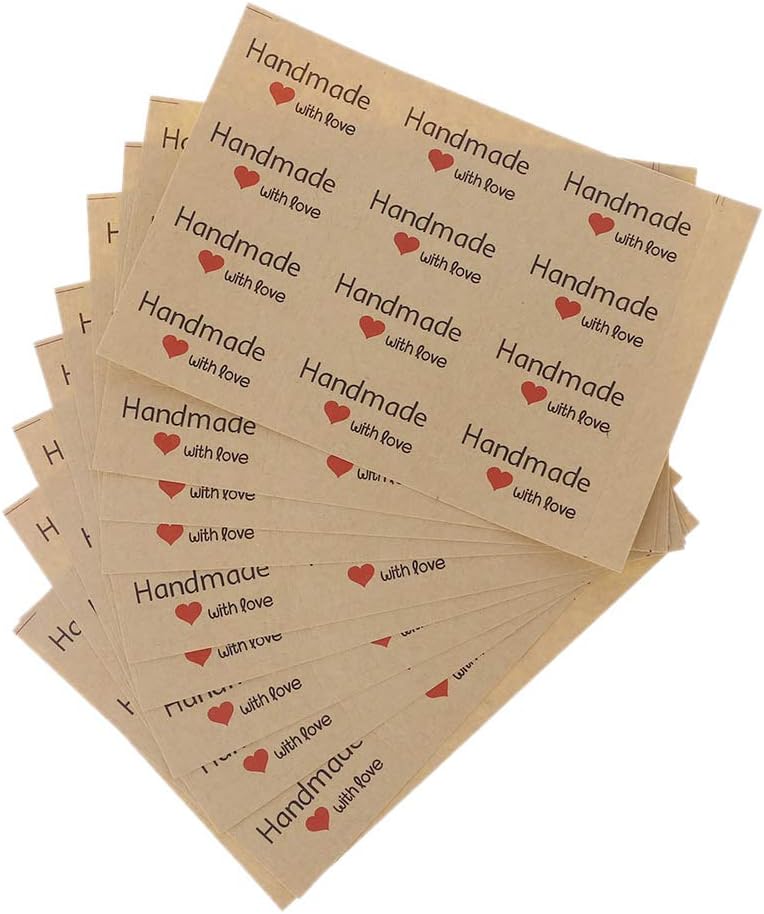 FewxdsadVintage Adhesive Stickers Handmade with Love Package Label Kraft Paper Stickers 120Pcs