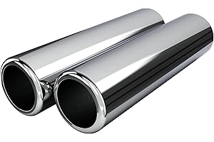 AMAAM High Performance Chrome Exhaust Tips, Angle Cut, Pencil Cut, Turn Down, Multiple Sizes, 2 pcs (9" length 2.5" ID 2.75" OD 2pcs Pencil Cut)