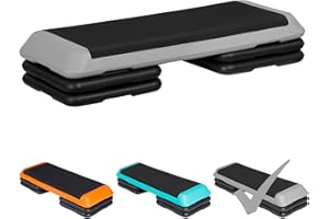 JupiterForce 43" Workout Aerobic Exercise Step Platform, Adjustable Aerobic Steppers for Exercise with 4 Removable Risers for Home Gym Strength Training