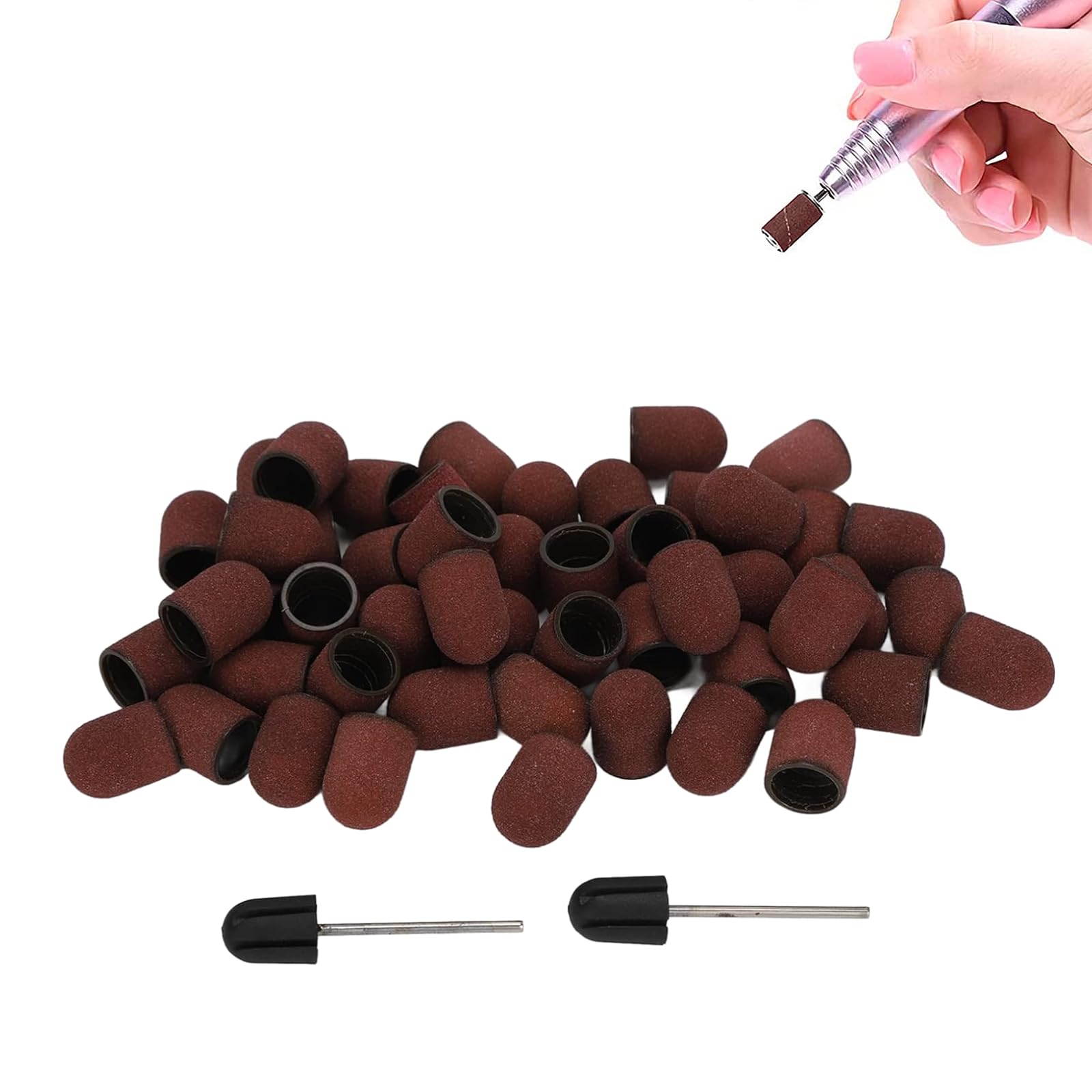 120 Grit Nail Drill Bits Sanding Bands Set, Nail Art Manicure Polishing Grinding Bands for Nail Drills with Shaft