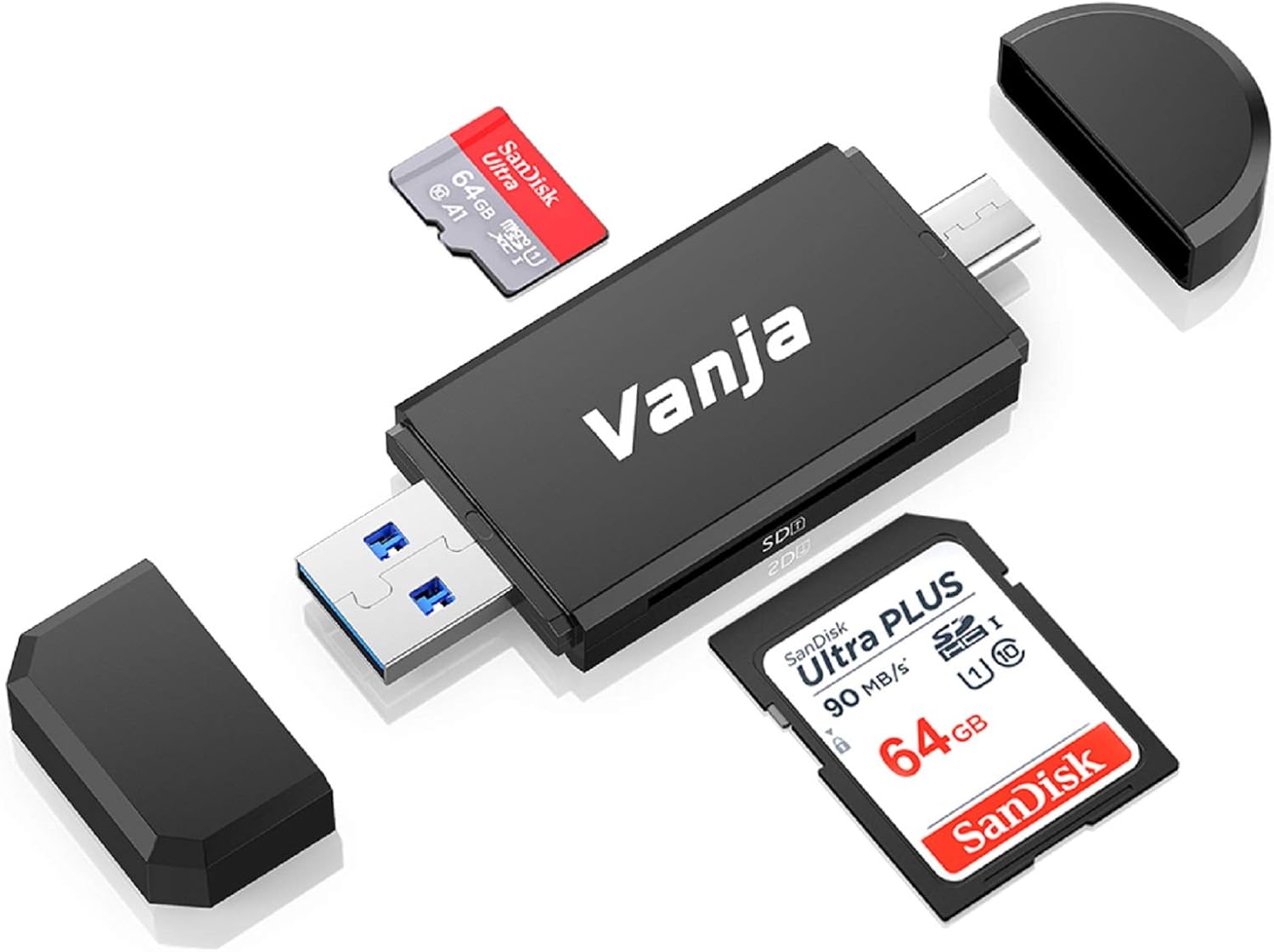 Vanja USB Type C SD Card Reader, USB 3.0 Micro SD Card Reader OTG Adapter for TF, SD, Micro SD, SDXC, SDHC, MMC, RS-MMC, Micro SDXC, Micro SDHC, UHS-I for Mac, Windows, Linux, PC, Laptop: Computers & Accessories