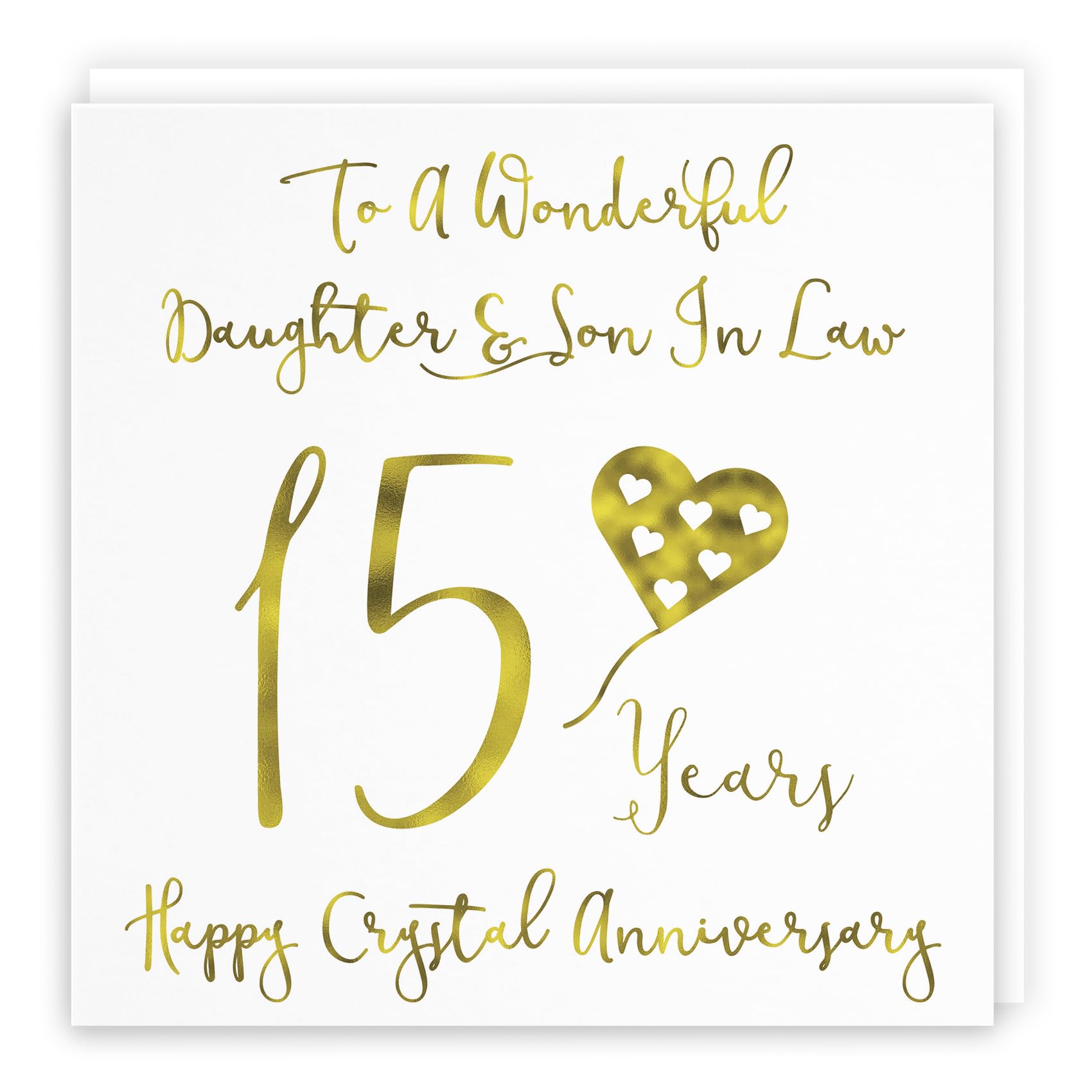 Hunts England - Daughter And Son In Law 15th Anniversary Card - To A Wonderful Daughter & Son In Law - 15 Years - Happy Crystal Anniversary - Milano Collection